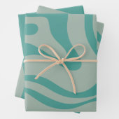 Retro Liquid Swirl Abstract Patroon Gedempt Blauwg Inpakpapier Vel (In situ)