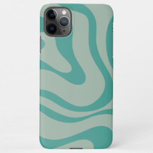 Retro Liquid Swirl Abstract Patroon Gedempt Blauwg iPhone 11Pro Max Hoesje