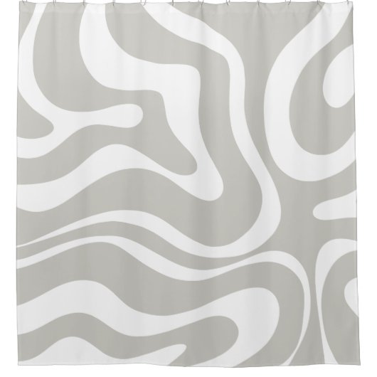 Retro Liquid Swirl Abstract Patroon Grijs Wit Douchegordijn (Voorkant)