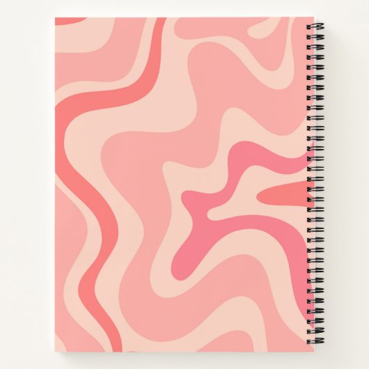 Retro Liquid Swirl Abstract Patroon in Blush Pink Notitieboek (Achterkant)