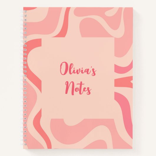 Retro Liquid Swirl Abstract Patroon in Blush Pink Notitieboek (Voorkant)