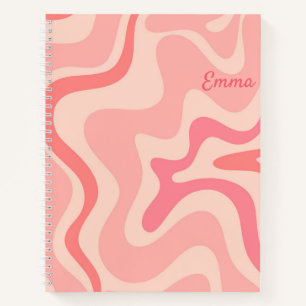 Retro Liquid Swirl Abstract Patroon in Blush Pink Notitieboek