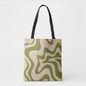 Retro Liquid Swirl Abstract Patroon Olive Green Draagtas (Voorkant)