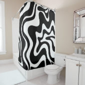 Retro Liquid Swirl Abstract Patroon zwart-wit Douchegordijn (In situ)
