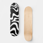 Retro Liquid Swirl Abstract Patroon zwart-wit Skateboard (Voorkant)