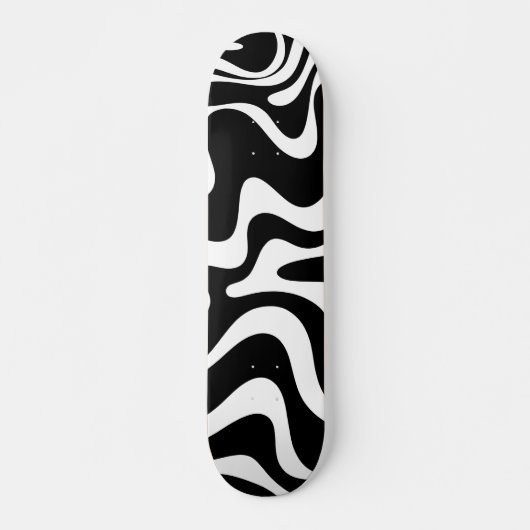 Retro Liquid Swirl Abstract Patroon zwart-wit Skateboard (Voorkant)