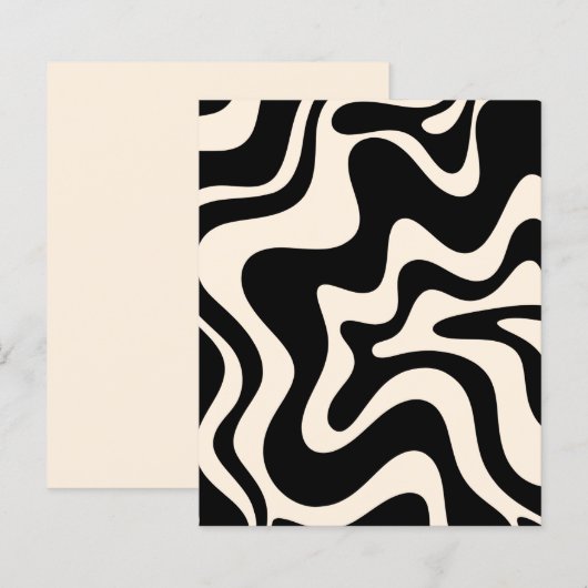 Retro Liquid Swirl Abstract Pattern Black Cream (Voorkant / Achterkant)