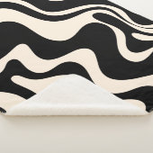 Retro Liquid Swirl Abstract Pattern Black Cream Sherpa Deken (3/4)