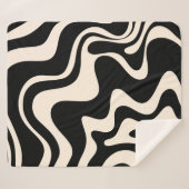 Retro Liquid Swirl Abstract Pattern Black Cream Sherpa Deken (Voorkant (horizontaal))
