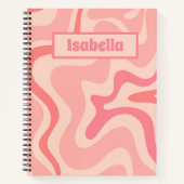 Retro Liquid Swirl Abstract Roze Aangepast Notitieboek (Voorkant)
