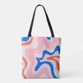 Retro Liquid Swirl Abstract Roze Oranje Blauw Draagtas (Achterkant)