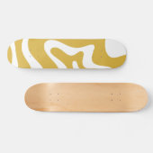Retro Liquid Swirl Abstracte mosterd en wit Skateboard (Horizontaal)