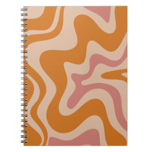 Retro Liquid Swirl Abstracte Patroon Sinaasappel R Notitieboek