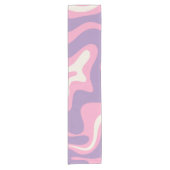 Retro Liquid Swirl Groovy Abstract Paars Roze Korte Tafelloper (Voorkant)