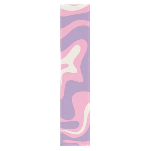 Retro Liquid Swirl Groovy Abstract Paars Roze Korte Tafelloper (Voorkant)
