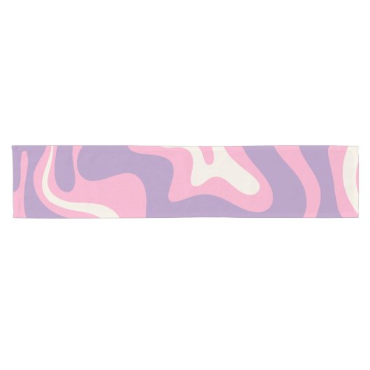 Retro Liquid Swirl Groovy Abstract Paars Roze Korte Tafelloper (Horizontaal)