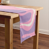Retro Liquid Swirl Groovy Abstract Paars Roze Korte Tafelloper (Voorbeeld)