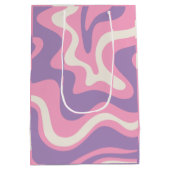 Retro Liquid Swirl Groovy Abstract Paars Roze Medium Cadeauzakje (Achterkant)