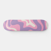 Retro Liquid Swirl Groovy Abstract Paars Roze Skateboard (Horizontaal)