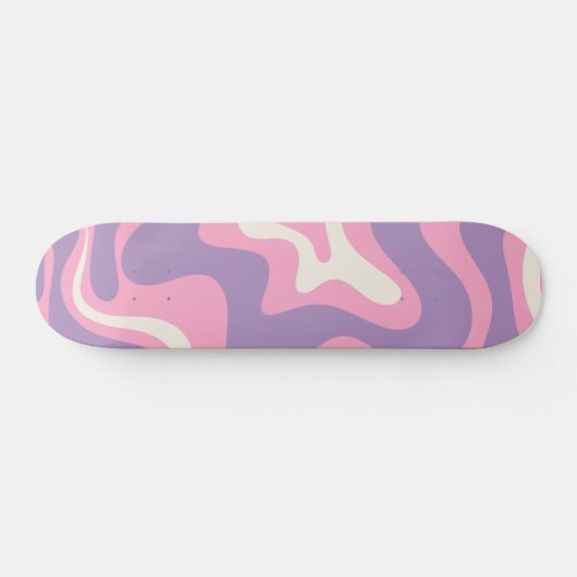 Retro Liquid Swirl Groovy Abstract Paars Roze Skateboard (Horizontaal)