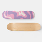 Retro Liquid Swirl Groovy Abstract Paars Roze Skateboard (Horizontaal)