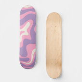 Retro Liquid Swirl Groovy Abstract Paars Roze Skateboard (Voorkant)