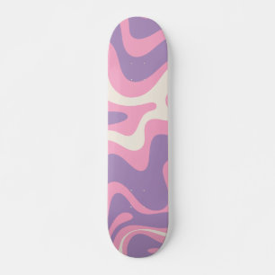 Retro Liquid Swirl Groovy Abstract Paars Roze Skateboard