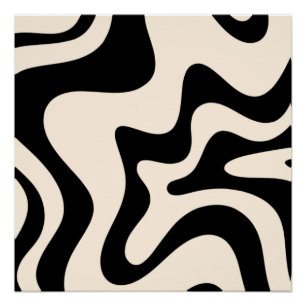 Retro Liquid Swirl Modern Abstract Pattern Black Perfect Poster