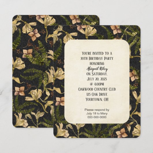 retro lire patroon op zwarte party nodigen kaart (Voorkant / Achterkant)