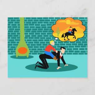 Retro Little Cowboy Postcard Briefkaart