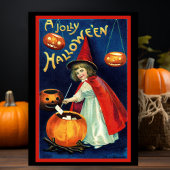 Retro Little Jolly Halloween Heks Custom Feestdagen Kaart