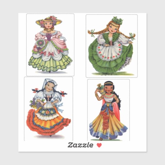 Retro Little Lady Custom-Cut Vinyl Sticker (Vel)