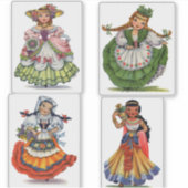 Retro Little Lady Custom-Cut Vinyl Sticker (Voorkant)