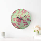 Retro little pink flowers grote klok (Huis)