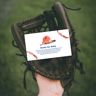 Retro LIttle Slugger Baseball Boeken Baby Shower Informatiekaartje