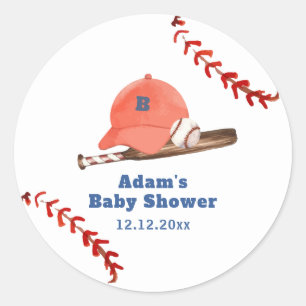 Retro LIttle Slugger Honkbal Jongen Baby Shower  Ronde Sticker