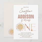 Retro Little Sunshine 1er Anniversaire Invitation (Devant / Derrière)