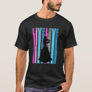 Retro Live Liefde Viool Silhouet Kleuren Speelt In T-shirt
