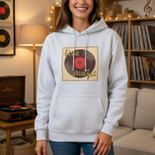 Retro Live Muziek Vinylplaat Hoodie