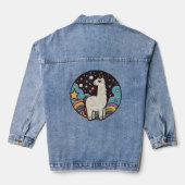 Retro Llama Alpaca Llama Denim Jacket (Achterkant)