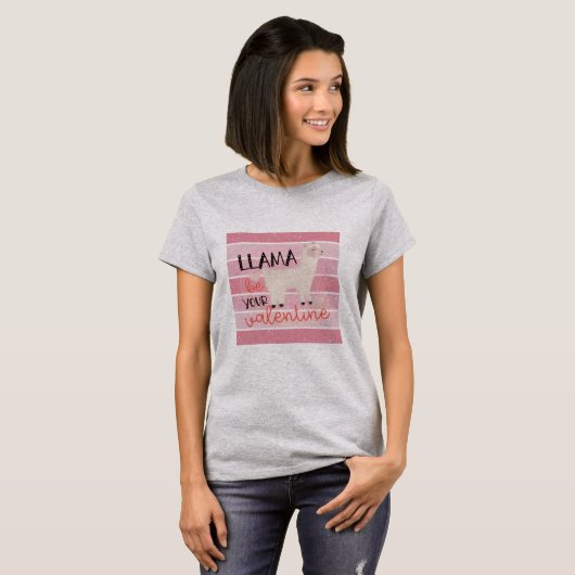 Retro Llama Wees uw Valentijn T-shirt (Voorkant volledig)