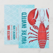 Retro Lobster Briefkaart Uitnodiging (Voorkant / Achterkant)