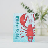Retro Lobster Briefkaart Uitnodiging (Staand voorkant)