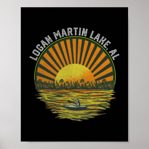 Retro Logan Martin Lake AL  Alabama Zomer Poster