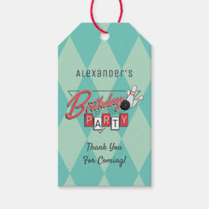 Retro Logo Bowling Birthday Party Cadeaulabel