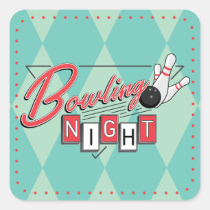 Retro Logo Bowling Nachtelijke Stickers
