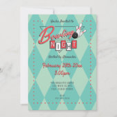 Retro Logo Bowling Night Uitnodiging (Voorkant)