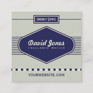 Retro Logo Style Square Shape Visitekaartje grijs