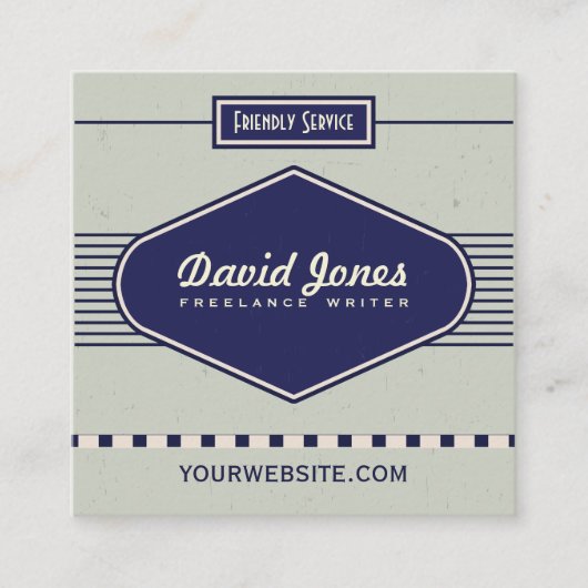 Retro Logo Style Square Shape Visitekaartje grijs (Voorkant)