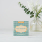 Retro Logo Style Square Vorm Visitekaartje Aqua (Staand voorkant)